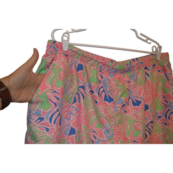 Vineyard Vines Swim Shorts Mens 2XL Pink Tropical Palm Leaf Mesh Lined Trunk - Picture 4 of 8